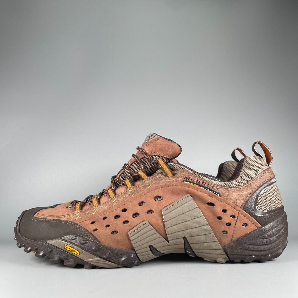 Merrell Intercept Men's 14 Brown Leather Casual Shoes Outdoor Hiking Sneaker GUC